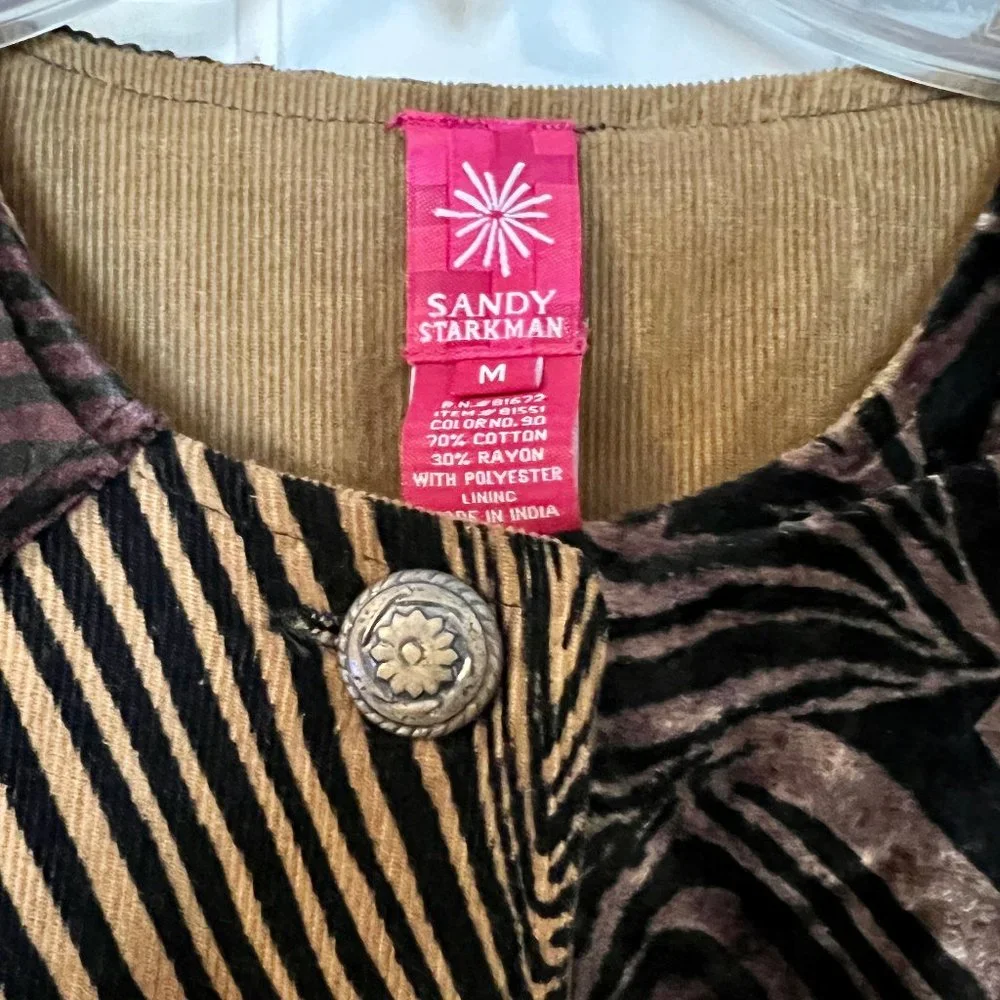 NWT Sandy Starkman Rare Vintage Animal Jacket Duster Boho Chic Embellished M - Picture 3 of 9